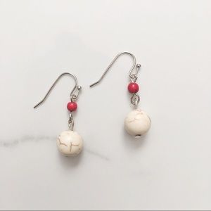 3 for $10 - Red and white round dangles